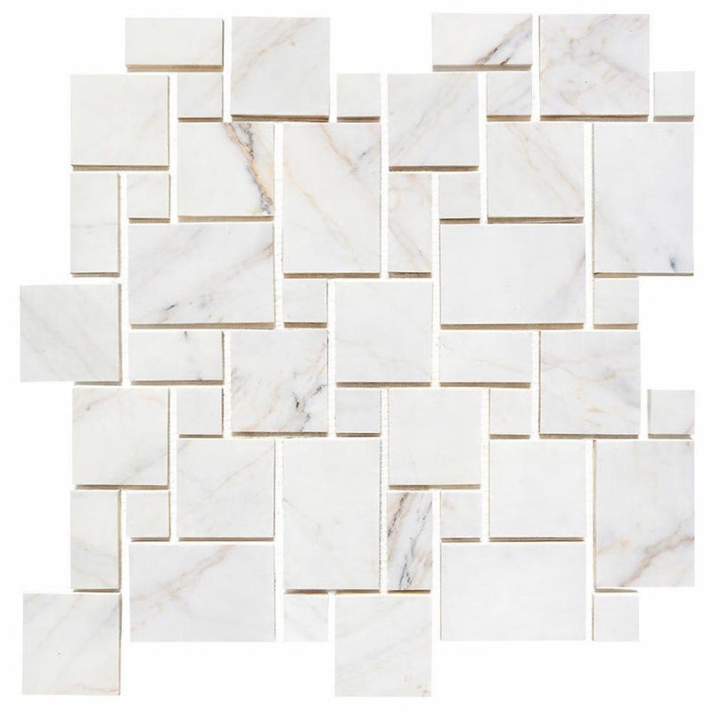 Calacatta Gold (Italian) Marble Honed Mosaic Mini-Versailles Pattern