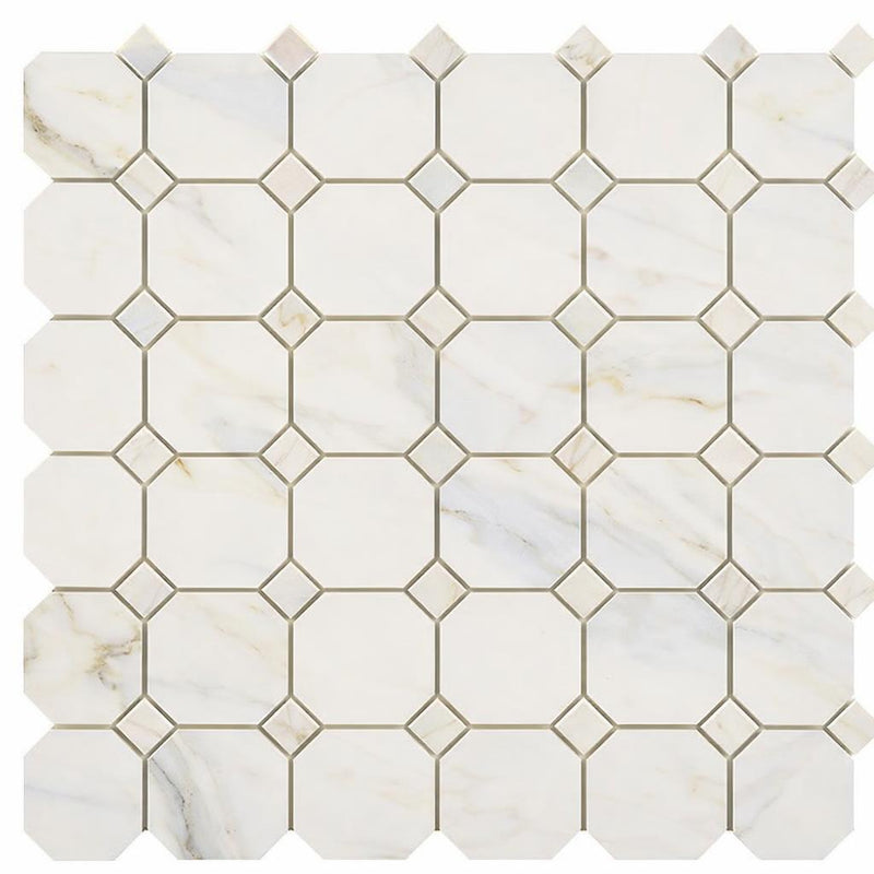Calacatta Gold (Italian) Marble Honed Octagon Mosaic (w/ Calacatta Gold)