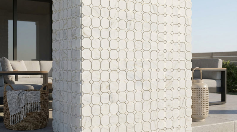 Calacatta Gold (Italian) Marble Honed Octagon Mosaic (w/ Calacatta Gold)