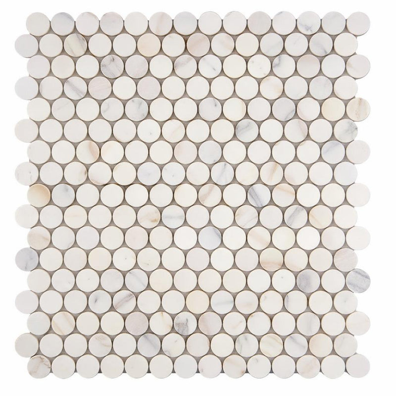 Calacatta Gold (Italian) Marble Honed Penny-Round Mosaic