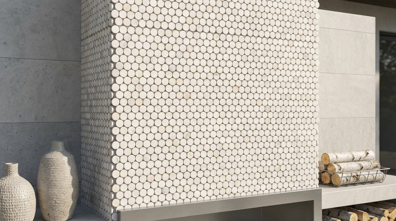 Calacatta Gold (Italian) Marble Honed Penny-Round Mosaic