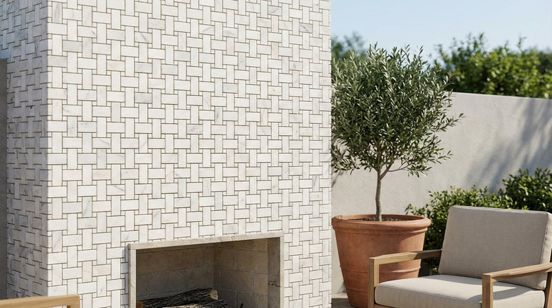 Calacatta Gold (Italian) Marble Honed Basketweave Mosaic (w/ Calacatta Gold)