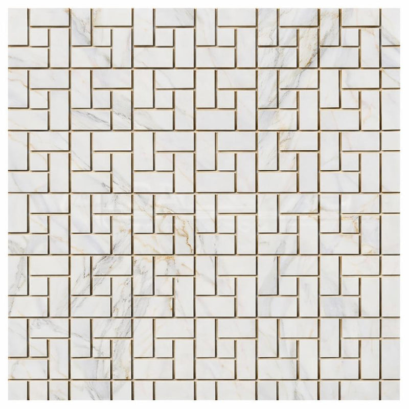Calacatta Gold (Italian) Marble Honed Pinwheel Mosaic (w/ Calacatta Gold)