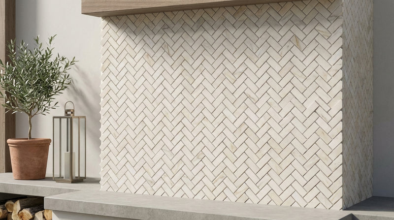 Calacatta Gold (Italian) Marble Honed Stanza Mosaic (w/ Calacatta Gold)