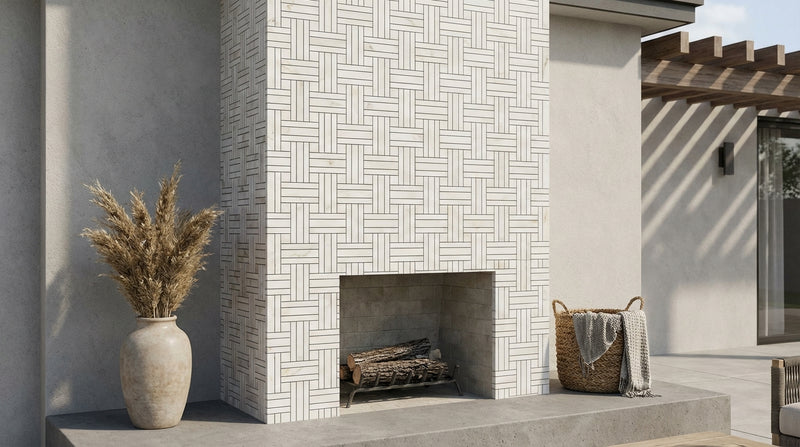 Calacatta Gold (Italian) Marble Honed Mosaic Triple-Weave (w/ Calacatta Gold)