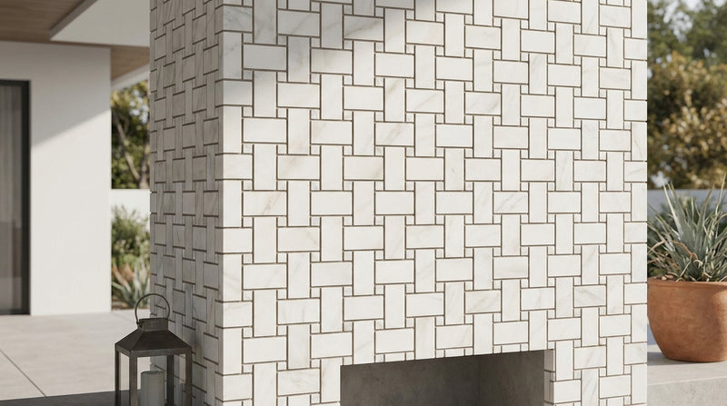 Calacatta Gold (Italian) Marble Honed Basketweave Mosaic (w/ Calacatta Gold - (LARGE))