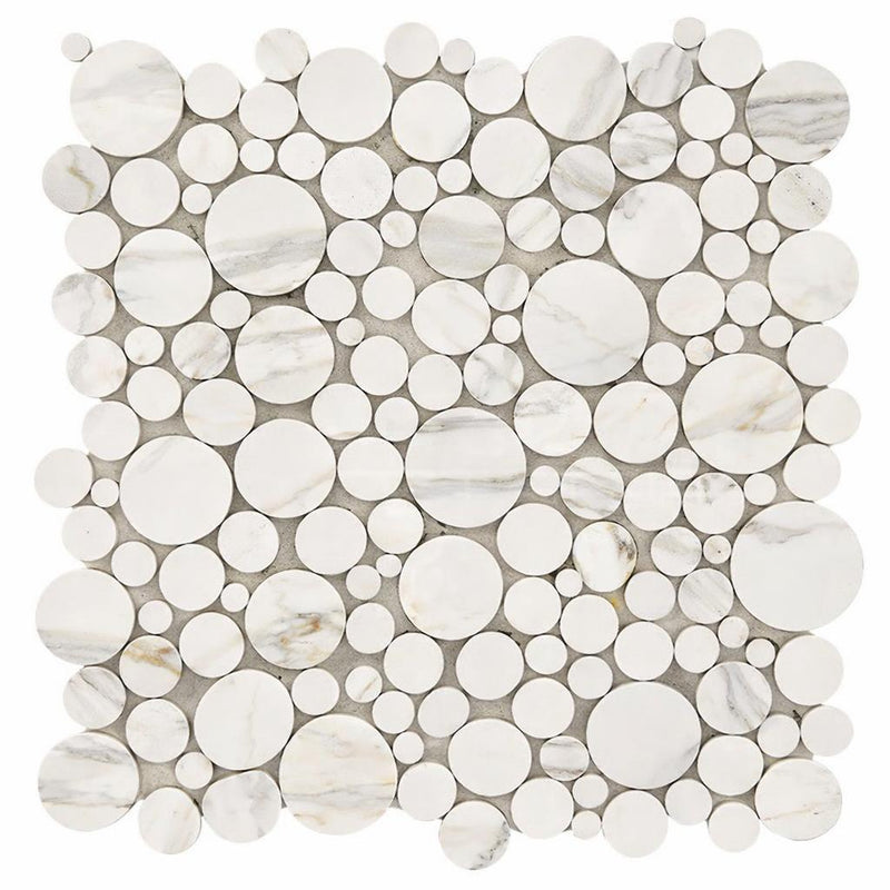 Calacatta Gold (Italian) Marble Honed Bubbles Mosaic