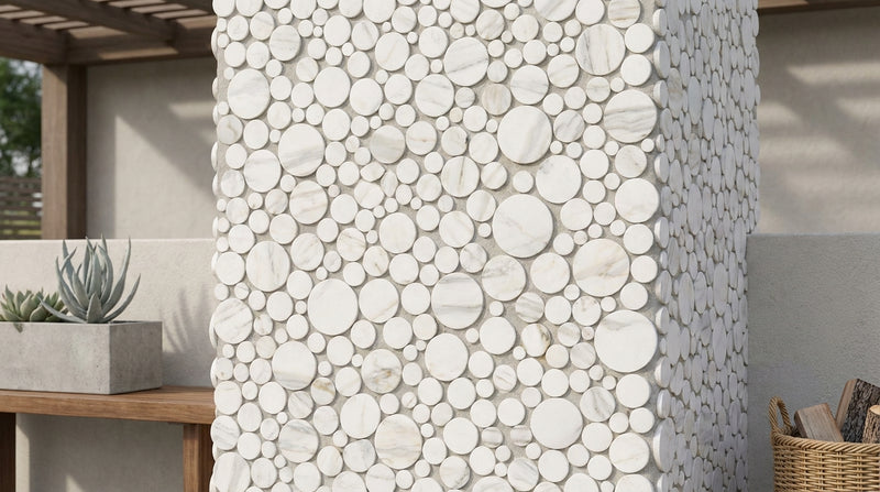 Calacatta Gold (Italian) Marble Honed Bubbles Mosaic