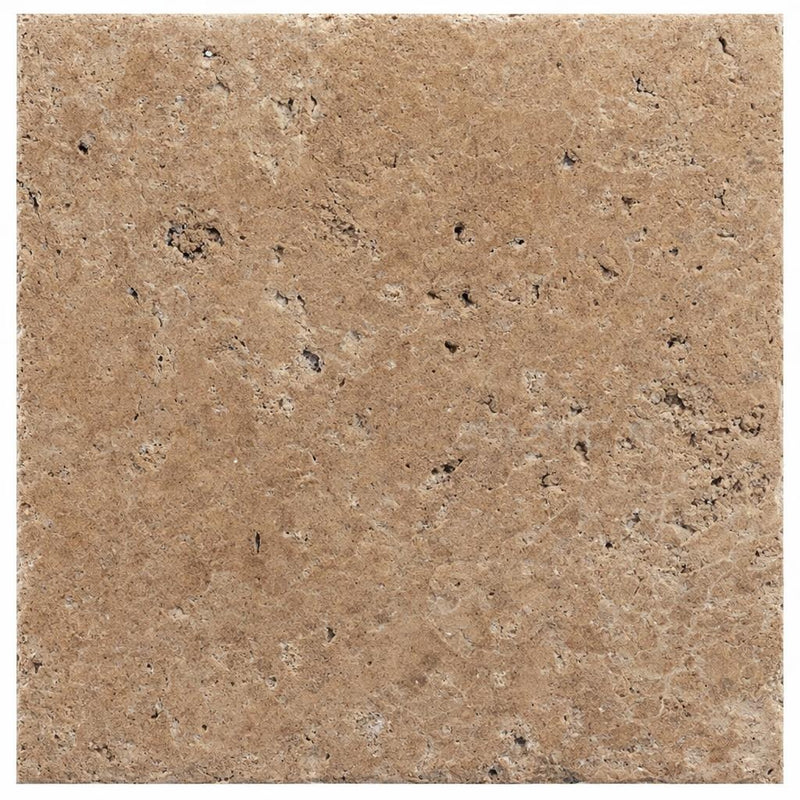 Walnut Travertine 16x16 Unfilled, Brushed & Chiseled Travertine Tile