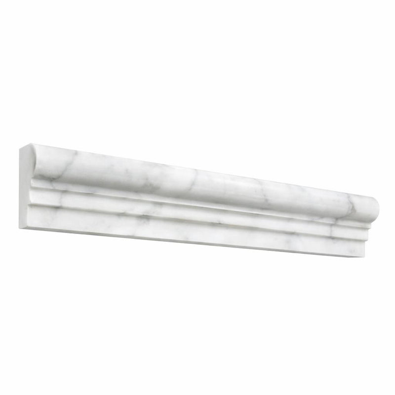 Carrara White (Italian) Carrara White Marble 2x12 Polished / Honed Tile OG-1 (Single-step Chair Rail Trim)
