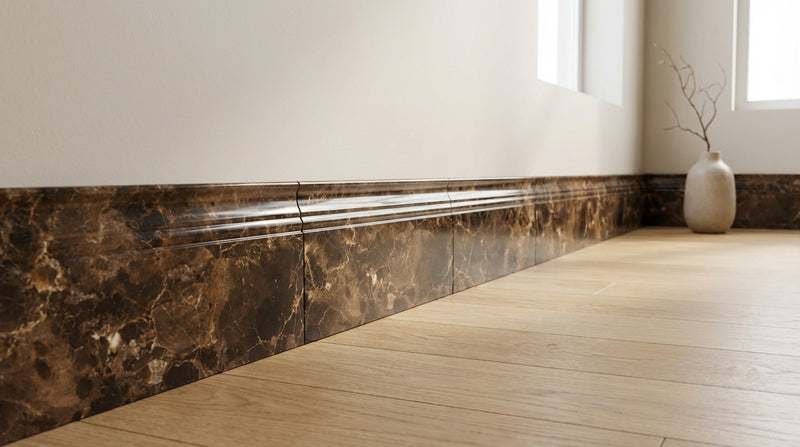 Emperador Dark (Spanish) Emperador Dark Marble 4-3/4x12 Polished Tile Baseboard Trim