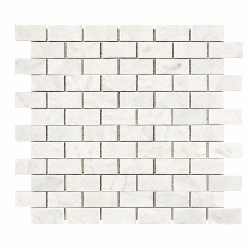 Bianco Congelato Marble 1x2 Leathered Dolomite Brick Joint Mosaic Brick Mosaic