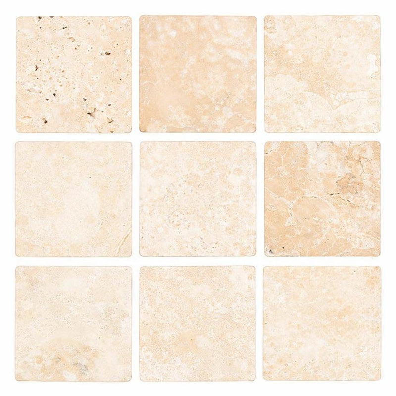 Durango / Paredon (Mexican) - Cross Cut Durango Travertine 4x4 Tumbled Travertine Tile