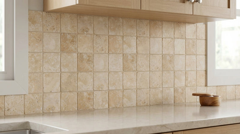 Durango / Paredon (Mexican) - Cross Cut Durango Travertine 4x4 Tumbled Travertine Tile
