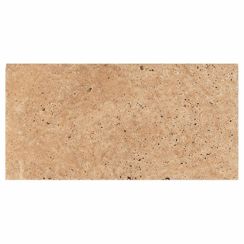 Walnut Travertine 8x16 Unfilled, Brushed & Chiseled Travertine Tile