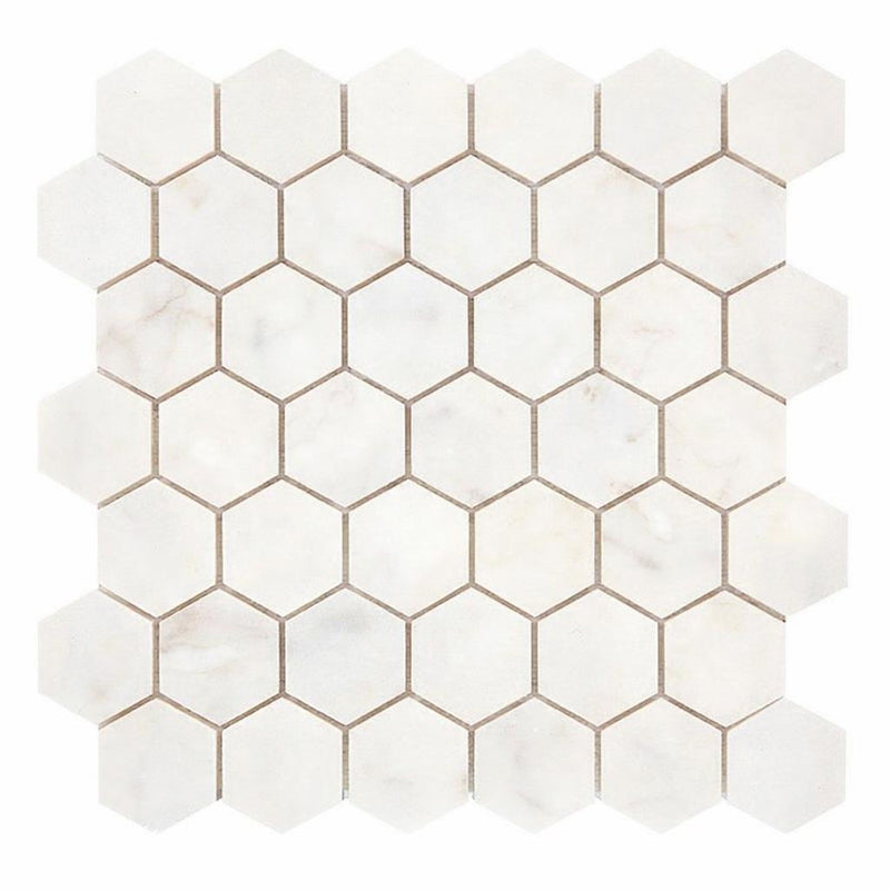 Afyon White Marble 2x2 Polished Hexagon Mosaic