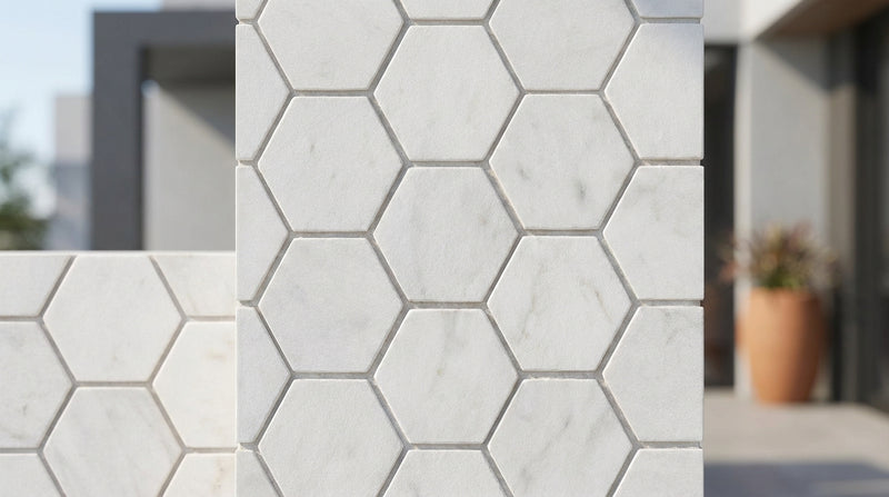 Afyon White Marble 2x2 Polished Hexagon Mosaic
