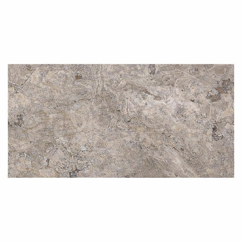 Silver (Pewter Blend) Travertine 24x24 Filled & Honed Travertine Tile
