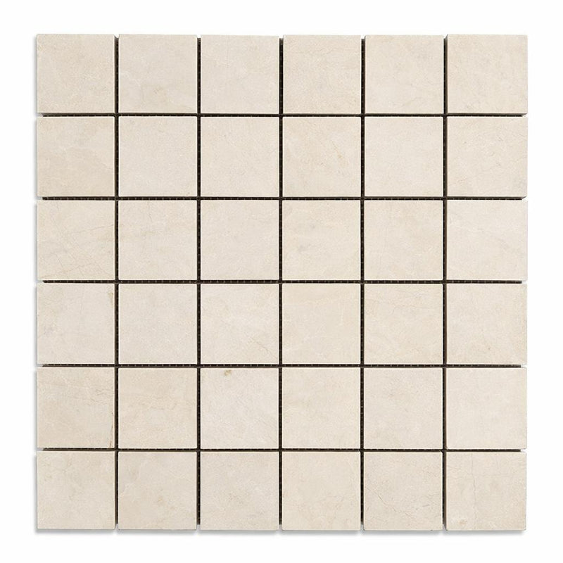 White Pearl (Turkish Botticino) (Botticino) Marble 2x2 Polished Mosaic