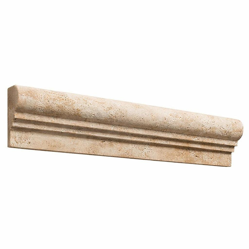 Walnut Travertine 2-1/2x12 Honed Travertine Tile OG-2 (Double-step Chair Rail Trim)