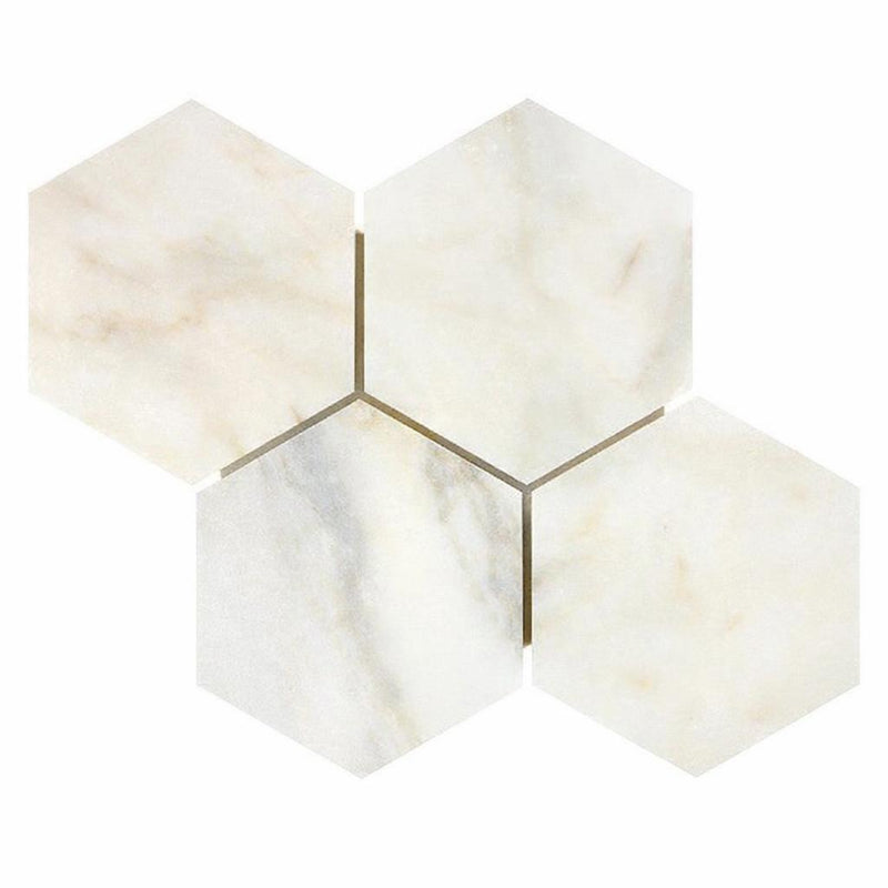 Calacatta Oliva Marble 6x6 Honed Hexagon Mosaic