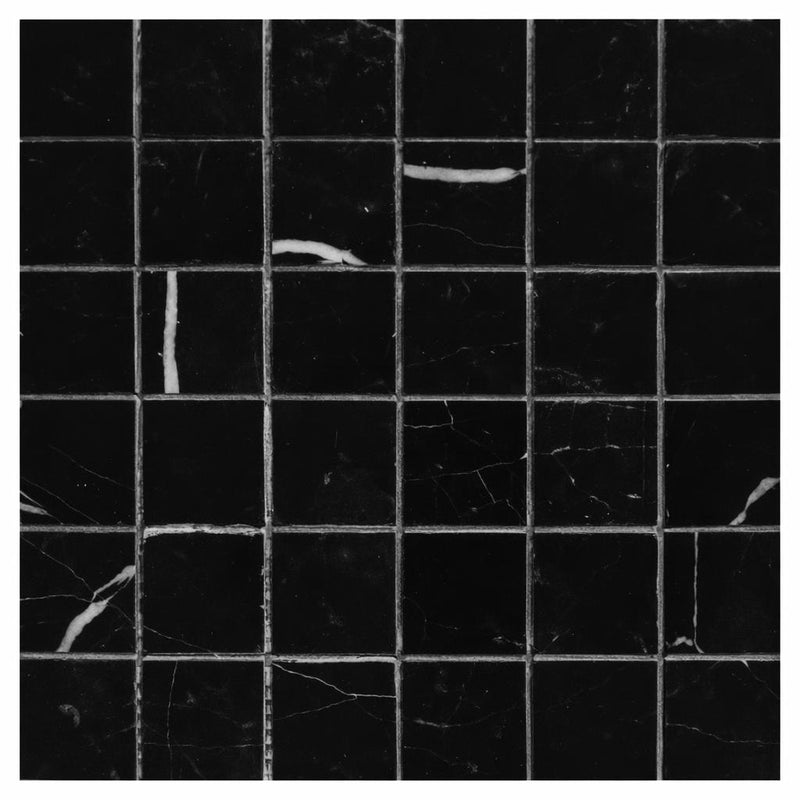 Nero Marquina (Black) Marble 2x2 Honed Mosaic