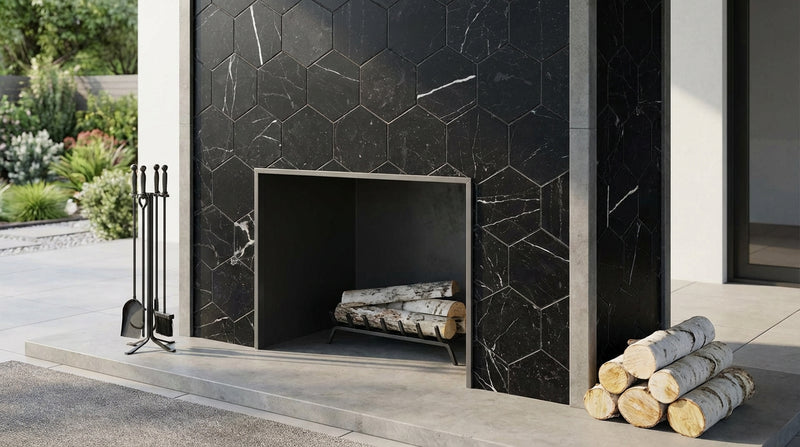 Nero Marquina (Black) Marble 2x2 Honed Hexagon Mosaic
