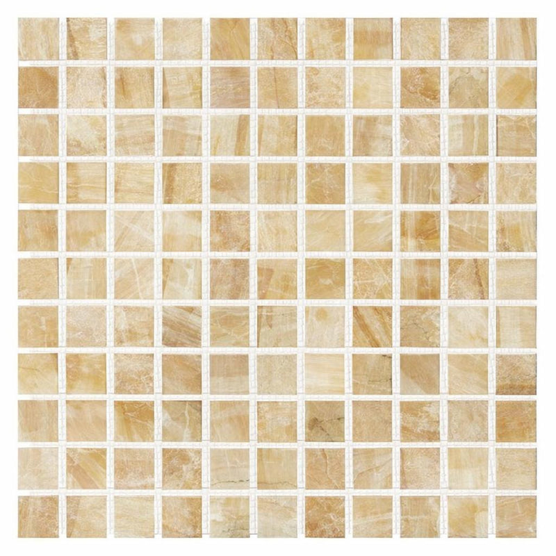 Honey (Giallo Crystal) Onyx 1x1 Polished Mosaic