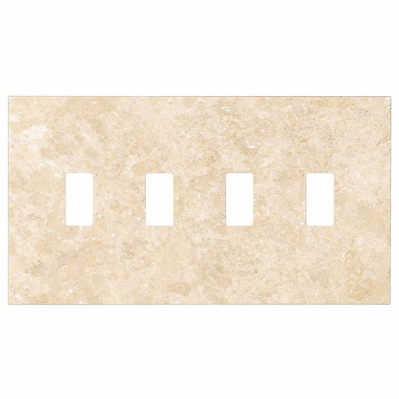 Walnut Travertine Switch Plate Covers 4-1/2x8 1/4 Honed Plate Cover 4-TOGGLE