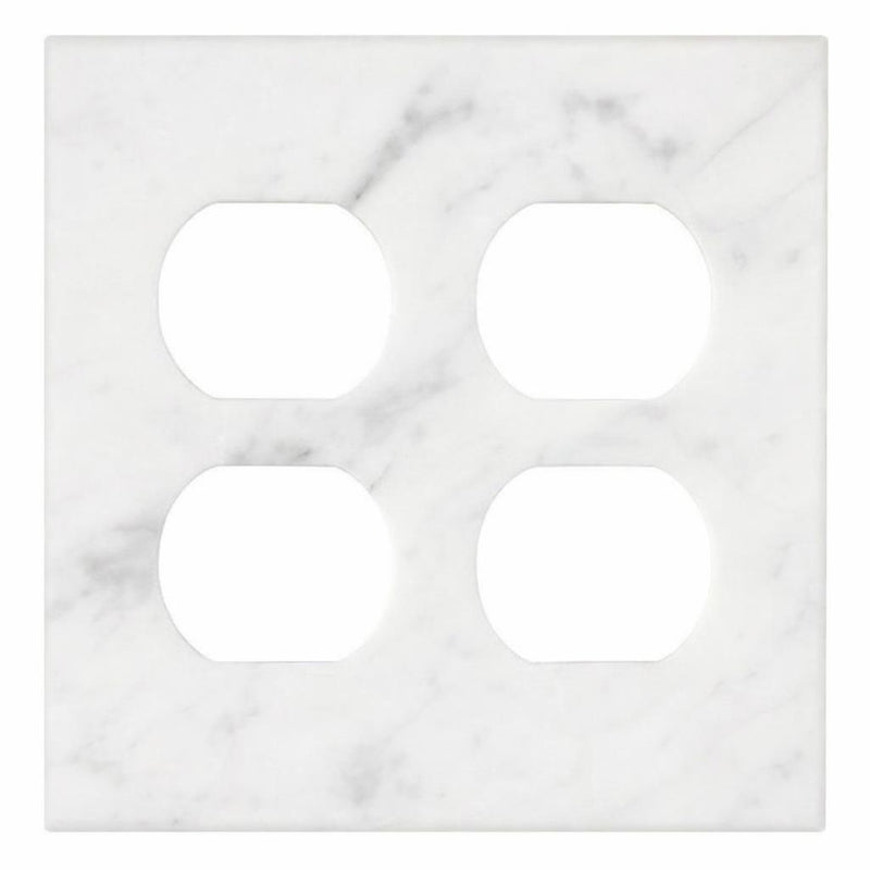Bianco Carrara Switch Plate Covers 4-1/2x4 1/2 Honed Plate Cover 2-DUPLEX