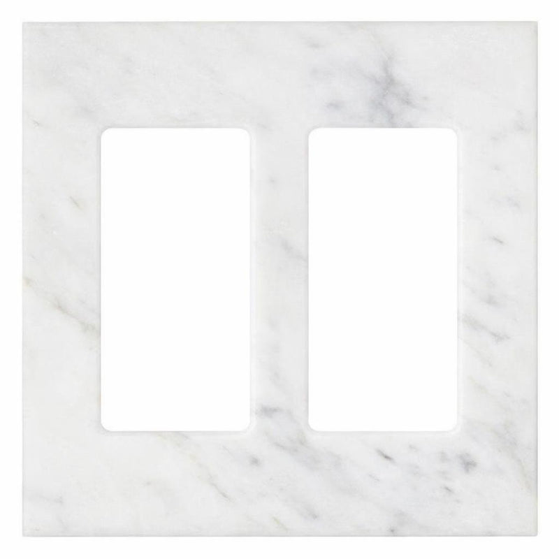 Bianco Carrara Switch Plate Covers 4-1/2x4 1/2 Honed Plate Cover 2-ROCKER