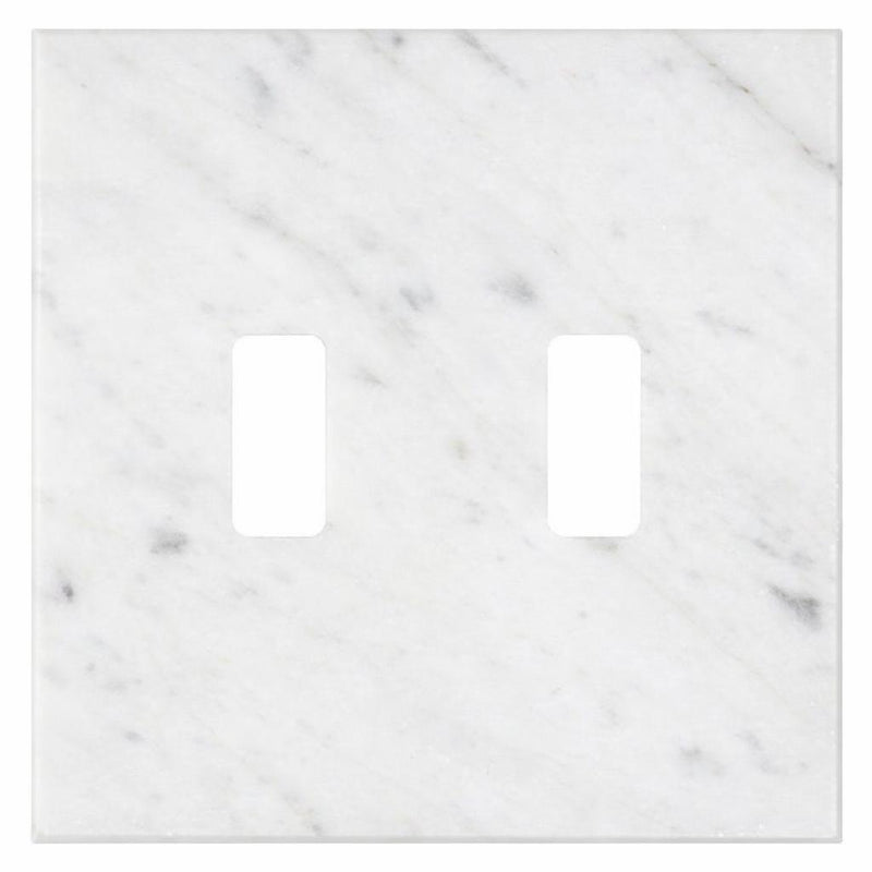 Bianco Carrara Switch Plate Covers 4-1/2x4 1/2 Honed Plate Cover 2-TOGGLE