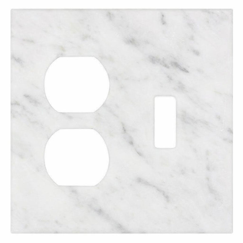 Bianco Carrara Switch Plate Covers 4-1/2x4 1/2 Honed Plate Cover TOGGLE - DUPLEX