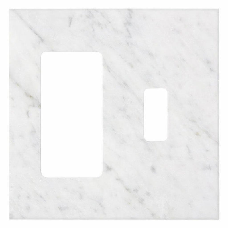 Bianco Carrara Switch Plate Covers 4-1/2x4 1/2 Honed Plate Cover TOGGLE - ROCKER