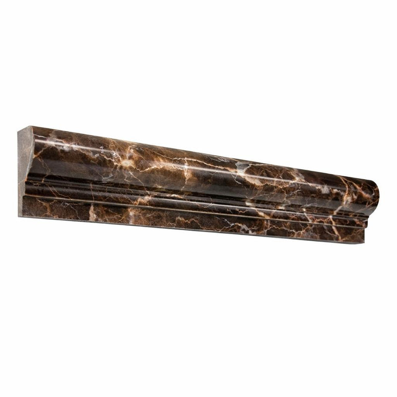 Emperador Dark (Spanish) Emperador Dark Marble 2x12 Polished Tile OG-1 (Single-step Chair Rail Trim)