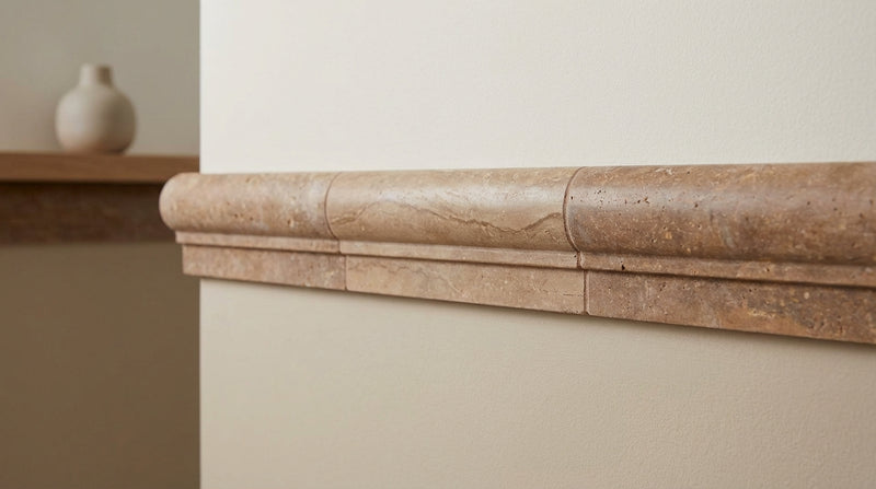 Noce (Antalya) Travertine 2x12 Honed Travertine Tile OG-1 (Single-step Chair Rail Trim)