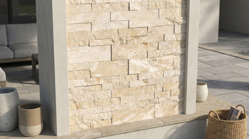 Diano Royal (Queen Beige) Marble 2x6 Split-Faced Brick Joint Mosaic Brick Mosaic