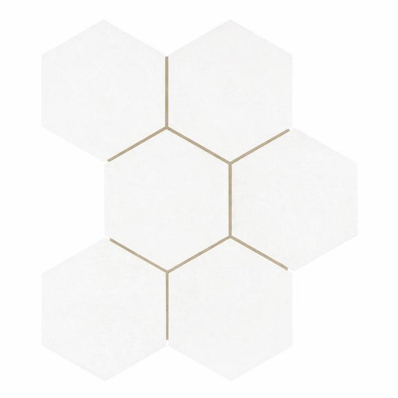 Thassos White (Greek) Marble 5x5 Honed Hexagon Mosaic