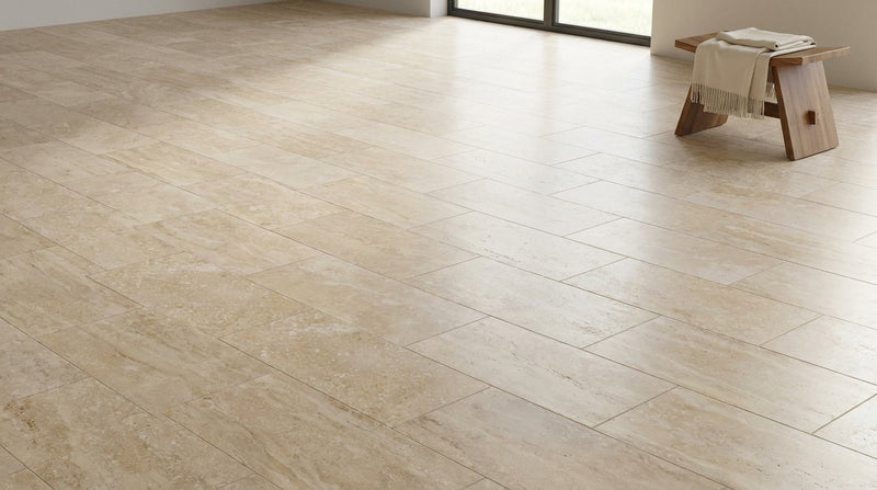 Ivory / Light Travertine 12x24 Cream Filled & Honed Tile