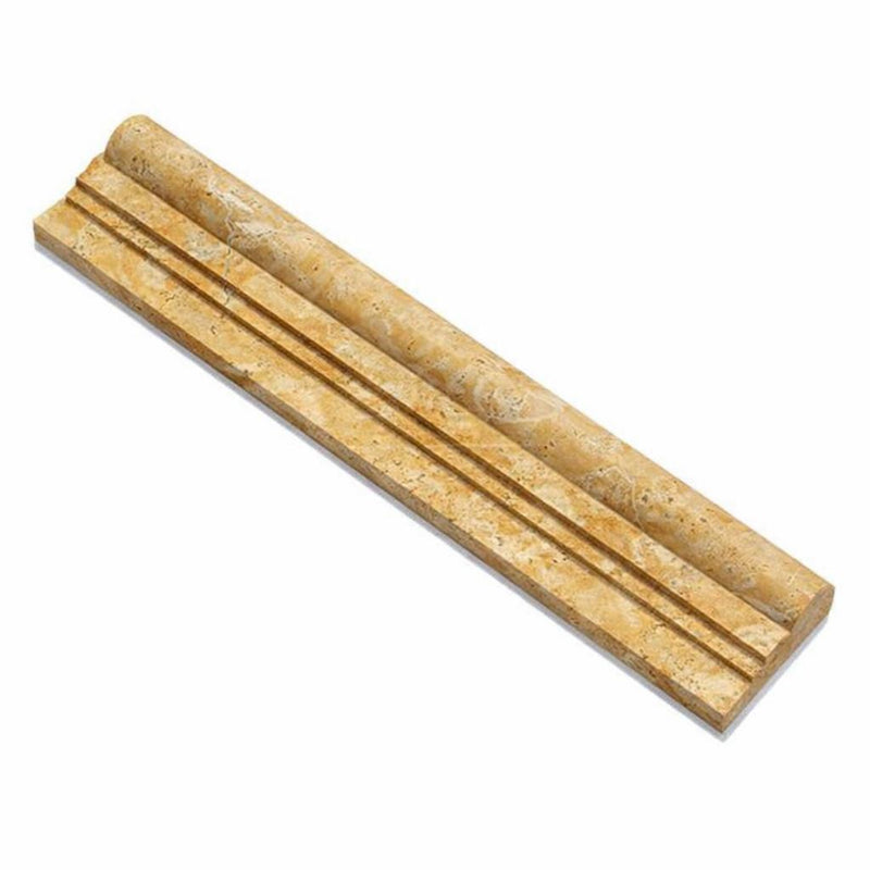Gold / Yellow Gold Travertine 2-1/2x12 Honed Travertine Tile OG-2 (Double-step Chair Rail Trim)