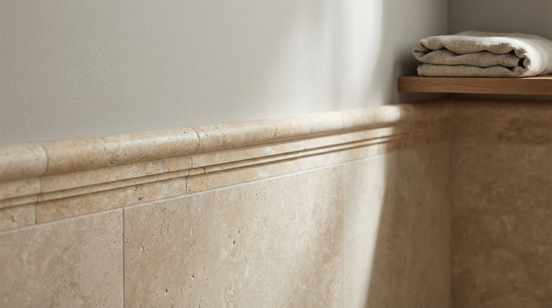 Gold / Yellow Gold Travertine 2-1/2x12 Honed Travertine Tile OG-2 (Double-step Chair Rail Trim)