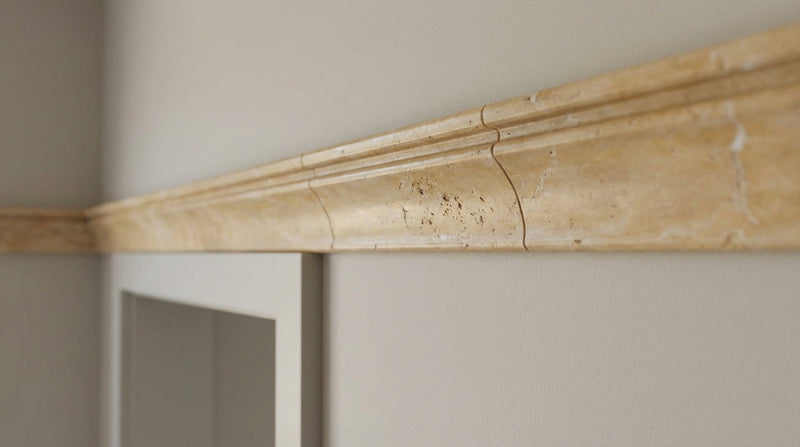Gold / Yellow Gold Travertine 2-1/2x12 Honed Travertine Tile Crown Molding