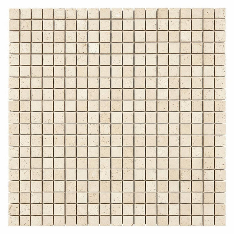 Durango / Paredon (Mexican) - Cross Cut Durango Travertine 5/8x5/8 Tumbled Travertine Mosaic