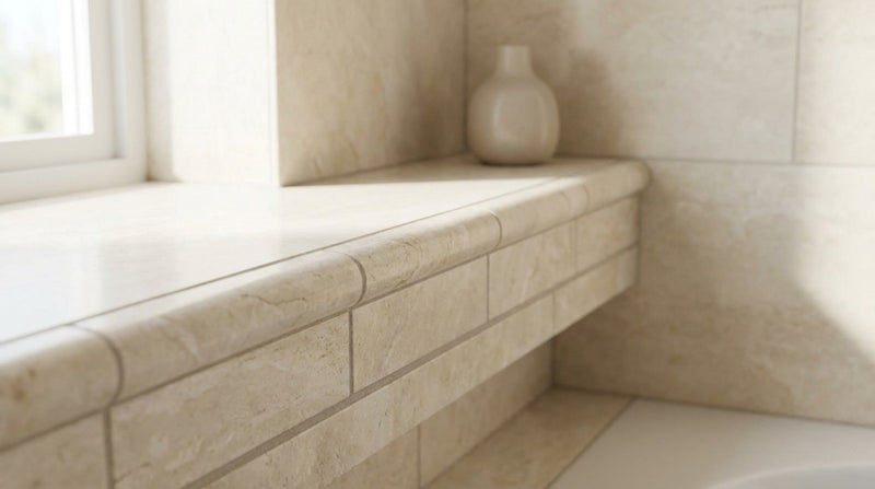 Noce Exotic (Vein-Cut) Travertine 3/4x12 Polished Travertine Tile Bullnose Liner