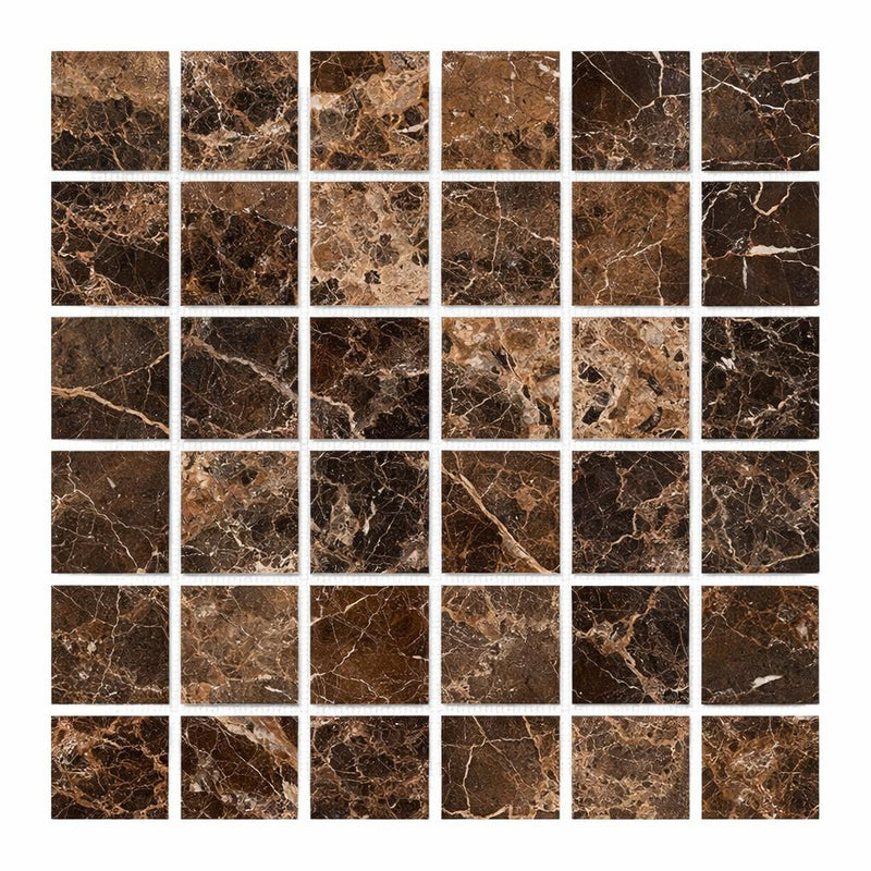 Emperador Dark (Spanish) Marble 2x2 Polished Mosaic