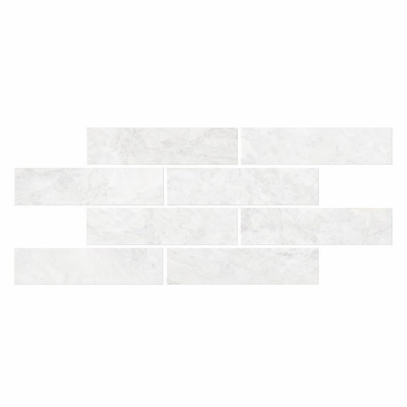 Bianco Congelato Marble 2x8 Leathered Dolomite Tile