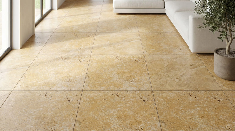 Gold / Yellow Gold Travertine 12x12 Tumbled Travertine Tile