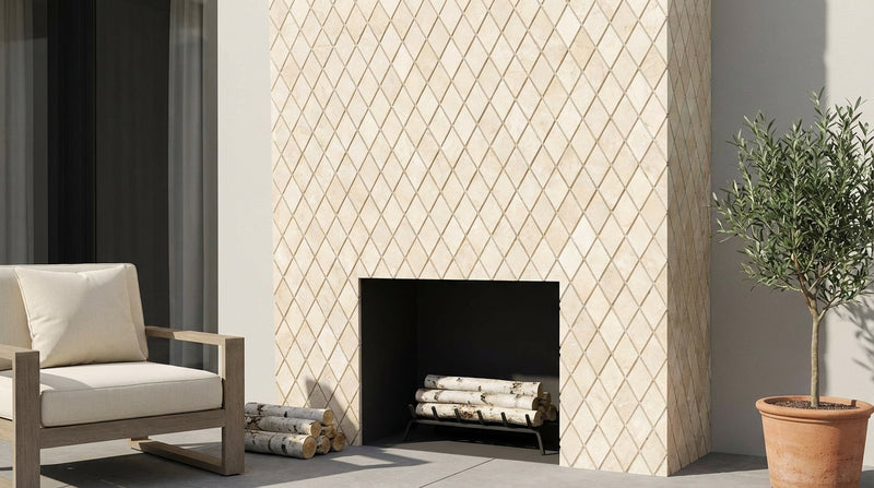 Crema Marfil (Spanish) Marble 1x2 Cream Honed Diamond / Rhomboid Mosaic