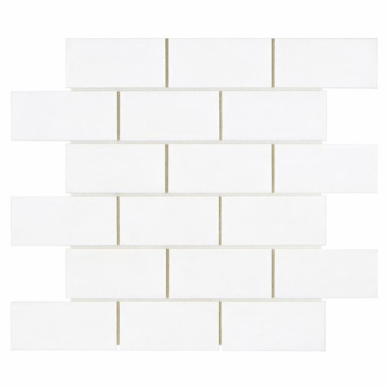 Bianco Dolomiti (White Dolomite) 2x4 Honed Brick Joint Mosaic Brick Mosaic
