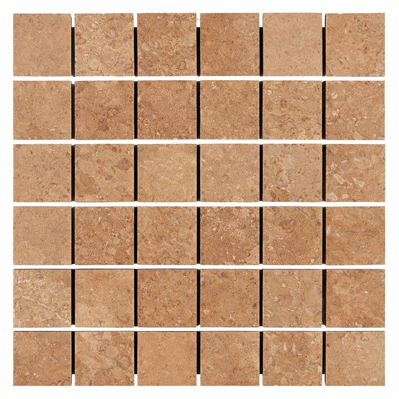 Noce (Antalya) Travertine 2x2 Filled & Honed Travertine Mosaic